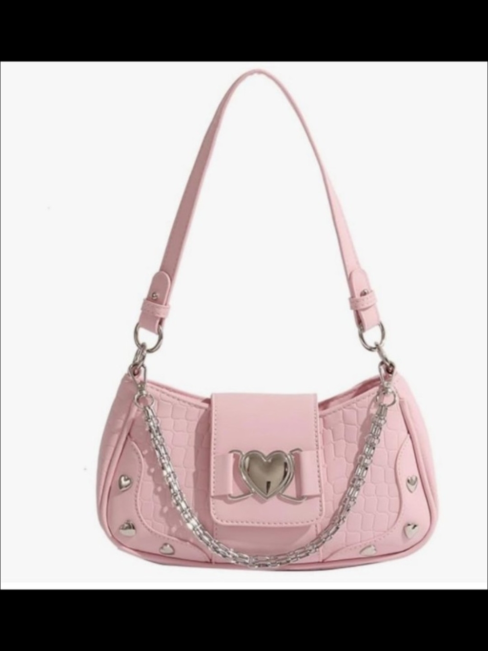 Pink Heart-Accent Shoulder Bag New ,